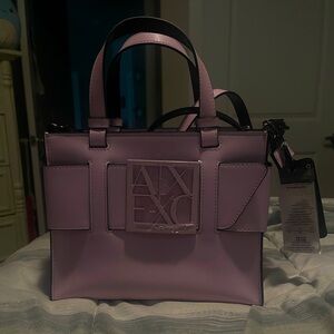 Armani exchange medium tote bag in purple.